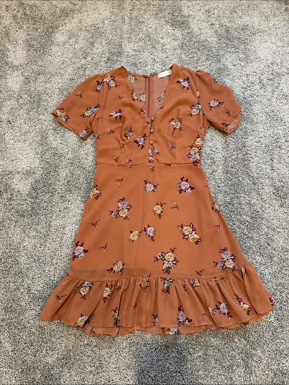 Altar'd State Rust Floral Mini Dress